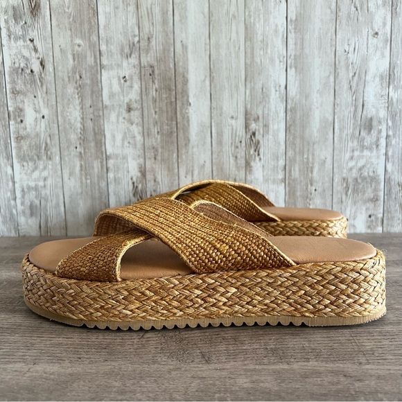Matisse Beach Natural Raffia Women's Tan Woven Slide Sandals Size 10 - Picture 6 of 7